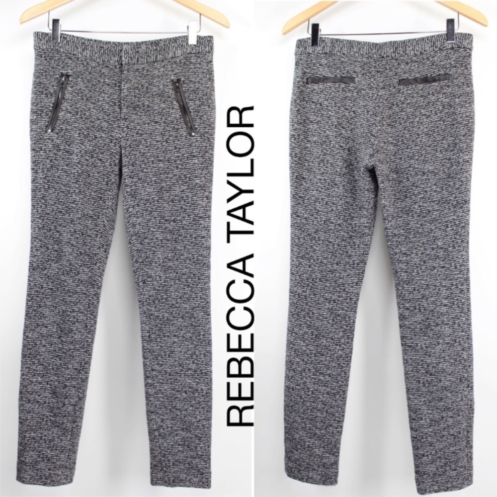 Rebecca Taylor Slacks | Leather Trim, Tweed Pants